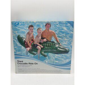 Giant Crocodile Ride-On Float For Ages 4+ Heavy-Duty Handles Vinyl Build 75.2 In